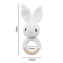 Handmade Crochet Animal Rattle Set Natural Beech Wood Ring Built in Bell Sound Teething Relief Fine Motor Skills Baby Toys Gift