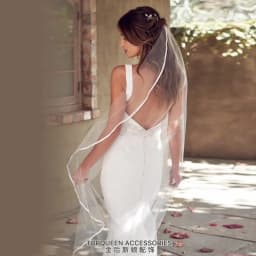 TOPQUEEN V21 Ribbon Edge Wedding Veil Bridal Veils Wedding Short 1 Tier Elegant Rochii Wedding Veil Long With Comb Soft Veu