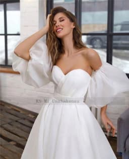 Princess White Wedding Dress Puff Short Sleeve Plus Size Bridal Dresses Lace up Back A Line Cheap Wedding Gowns Vestido de Noiva
