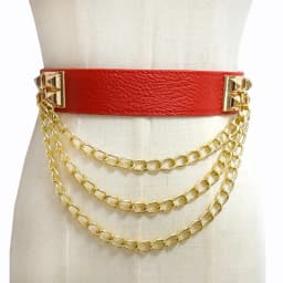 1Pc 4*68cm Women Elastic Double Buckle Belts Cummerbunds Chain Ladies Waistband with Dress Fashion Decoration Punk Belt Corset