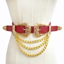 1Pc 4*68cm Women Elastic Double Buckle Belts Cummerbunds Chain Ladies Waistband with Dress Fashion Decoration Punk Belt Corset
