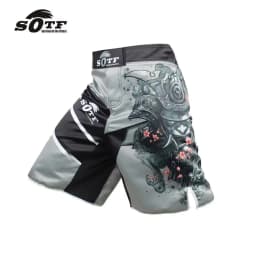 MMA Men's Japanese Samurai Gray Sports Fitness Boxer Shorts Cheap Pretorian Boxing Shorts Short Taekwondo Muay Thai Clothing