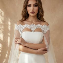 TOPQUEEN G36 Bridal Shawl Sexy Reverse Decoration Cloak Lace Embroidery For Reverse Wedding Dress Wedding Cape Veil Customizable