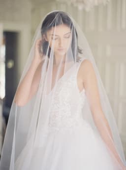 TOPQUEEN V25L Bridal Veils With Long Blusher Veil 3M*3M Elegant Off White Two Layer Veu Of Bride With Comb Boho Veil Cathedral