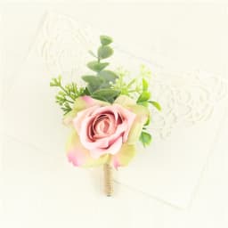 YO CHO White Silk Roses Corsages Boutonnieres Wedding Decoration Marriage Rose Wrist Corsage Pin Boutonniere Flowers for Guests