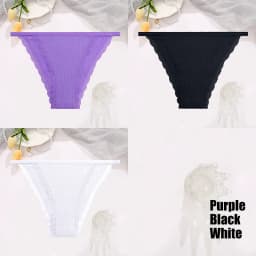 FINETOO 3Pcs/Set Sexy Lace Cotton Briefs Women Solid Comfortable Panties Female Soft Underwear Breathable Intimates Lingerie