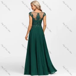 Customized O-Neck A-Line Emerald Mother of the Bride Dresses Side Slit Lace Appliques Sequined Chiffon Wedding Guest Prom Gowns