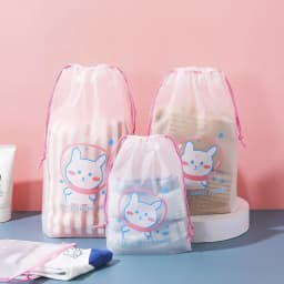 3pcs/set Cartoon Printing Drawstring Swimming Storage Bag Sports Travel Clothes Underwear Shoes Cosmetic Waterproof Organizer