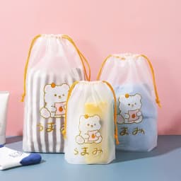 3pcs/set Cartoon Printing Drawstring Swimming Storage Bag Sports Travel Clothes Underwear Shoes Cosmetic Waterproof Organizer