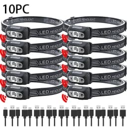 Strong Light Headlamp Portable LED Sensor Headlamp USB Rechargeable Head Flashlight Outdoor Camping Fishing Emergency Lantern