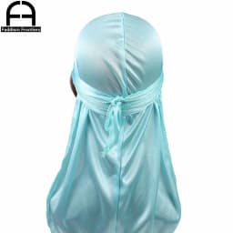 Unisex Women Men Silk Durag Turban Hat Wigs Biker Headwear Headband Hair Accessories Long Tail Straps Bandanas Silky Durags