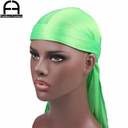 Unisex Women Men Silk Durag Turban Hat Wigs Biker Headwear Headband Hair Accessories Long Tail Straps Bandanas Silky Durags