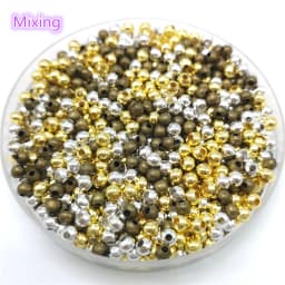 Five Sizes Gold Color Silvery Bronze Iron Metal Beads Jewelry Findings Diy Smooth Ball Spacer