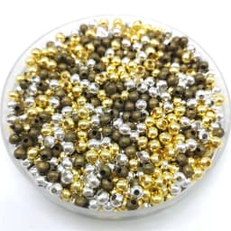 Five Sizes Gold Color Silvery Bronze Iron Metal Beads Jewelry Findings Diy Smooth Ball Spacer