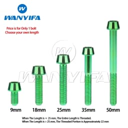Wanyifa Titanium Bolt M5x 9 16 18 20 25 30 35 40 45 50 55 60mm Allen Key Taper Head Screws for Bicycle Stem Seatpost
