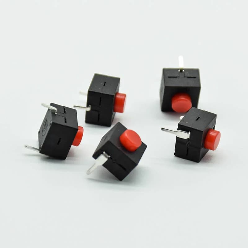 5pcs red/black Small micro self locking switch 8*8*8.4 wit 2 feet with lock light touch switch button switch L068-A DC30V1A