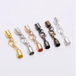 10pcs/Lot Leather Cord Bracelet Lobster Clasps Hooks 3 4 5 6 8 10mm Crimps End Tip Caps Connectors For Jewelry Making Findings