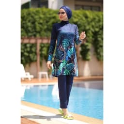 Women Muslim Swimwear Maple Leaf Printing Lslamic Clothes Hijab 3 Pcs Long Sleeves Sport Swimsuit Burkinis Bathing Suit Abaya