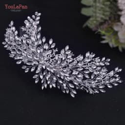 YouLaPan Gold Floral Wedding Hair Comb Bridal Crystal Pearls Headpiece Hair Accessories Bride Jewelry Women Hair Clips HP368