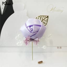 Meldel Corsage Groom Wedding Luxury Rose Boutonniere Rose Flower Fake Pearl Brooch Party Prom Corsage Lapel Pin Badge Buttonhole