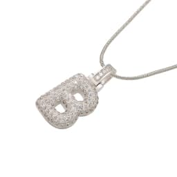 1.25x500mm Fat and Lovely Crystal Brass Silver Color A-Z Letter Charm Necklace for Women Friends Birthday Gift Model: VL34