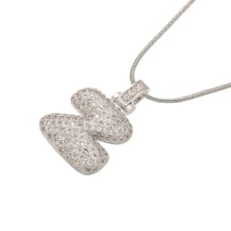 1.25x500mm Fat and Lovely Crystal Brass Silver Color A-Z Letter Charm Necklace for Women Friends Birthday Gift Model: VL34