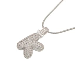 1.25x500mm Fat and Lovely Crystal Brass Silver Color A-Z Letter Charm Necklace for Women Friends Birthday Gift Model: VL34
