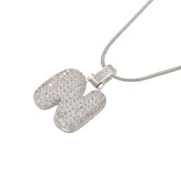 1.25x500mm Fat and Lovely Crystal Brass Silver Color A-Z Letter Charm Necklace for Women Friends Birthday Gift Model: VL34