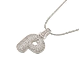 1.25x500mm Fat and Lovely Crystal Brass Silver Color A-Z Letter Charm Necklace for Women Friends Birthday Gift Model: VL34