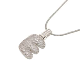 1.25x500mm Fat and Lovely Crystal Brass Silver Color A-Z Letter Charm Necklace for Women Friends Birthday Gift Model: VL34
