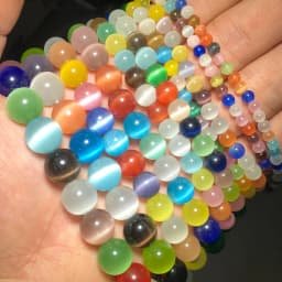 YHBZRET Colorful Cat Eye Beads opal Natural Stone Round glass Loose Spacer beads for Jewelry making DIY bracelets 4/6/8/10/12MM