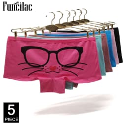 Cotton Underwear Women Girls Shorts Boxers Ladies Panties Sexy Floral Boyshort Knickers M L XL 5 Pcs/lot