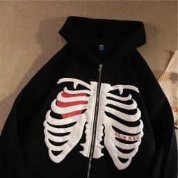 Y2K Skeleton Hoodies Women 2026 Vrouwen Gothic Zwart Zip Up Oversized Sweatshirt Dames Retro Harajuku Capuchon Streetwear Tops
