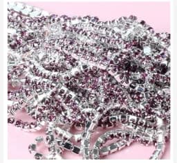 1yard/Piece 30Colors SS6-SS16 Glass Crystal Rhinestone Chain Silver Bottom Sew on Cup Chains For Diy Garment Bags Decorations