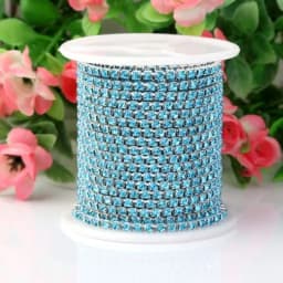 1yard/Piece 30Colors SS6-SS16 Glass Crystal Rhinestone Chain Silver Bottom Sew on Cup Chains For Diy Garment Bags Decorations