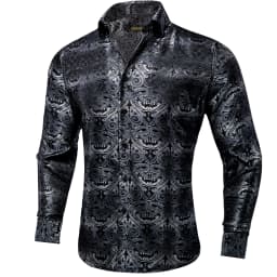 26 Colors Luxury Men's Shirts Long Sleeves Paisley Floral Printed Jacquard Purple Blue Black Shirt for Man Fall Winter Blouse