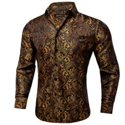 26 Colors Luxury Men's Shirts Long Sleeves Paisley Floral Printed Jacquard Purple Blue Black Shirt for Man Fall Winter Blouse