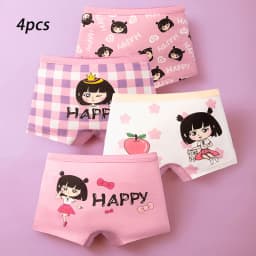 3-8 Years Old Kid's Boxer Underwear 100% Cotton Baby's Class A 100% Cotton Yound Children's Girls' Brief 4 Pcs a Lot