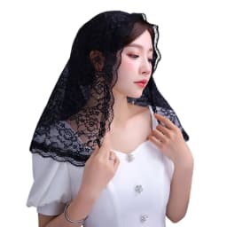 Lace Mantilla Veil Soft and Comfortable 2 Colors Black and White Spanish Style Rose Lace Veil Head Covering D Shape