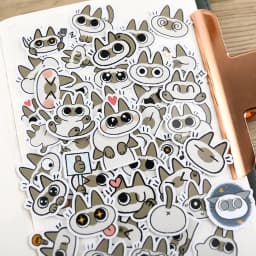 44pcs Cute Hand Account Cartoon Cat Stickers Hand Account Net Red Diy Album Ins Decoration Material