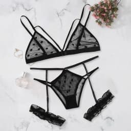 Sexy Hollow Out Bra Underwear Women Lace Tied Up Nightwear Push Up Bra Hollow Thong Sexy Linerie Set Three Point Bralette Bikini
