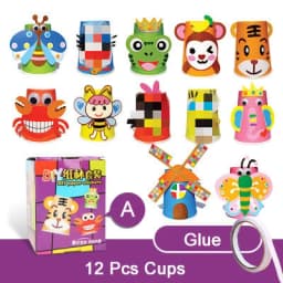 12pcs Children 3D DIY handmade Paper Cups Sticker Material Kit Whole Set Kids Kindergarten School Art Craft Educational Toys GYH