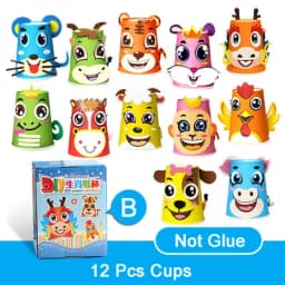 12pcs Children 3D DIY handmade Paper Cups Sticker Material Kit Whole Set Kids Kindergarten School Art Craft Educational Toys GYH