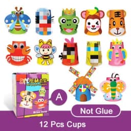 12pcs Children 3D DIY handmade Paper Cups Sticker Material Kit Whole Set Kids Kindergarten School Art Craft Educational Toys GYH