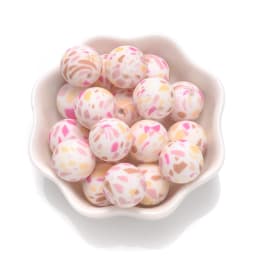 15mm 10Pcs Teether Silicone Beads Leopard Print Round Teething Beads For Baby Pacifier Chain Dummy Holder Clip DIY Necklace
