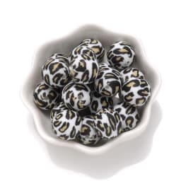 15mm 10Pcs Teether Silicone Beads Leopard Print Round Teething Beads For Baby Pacifier Chain Dummy Holder Clip DIY Necklace