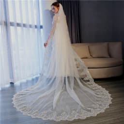 Luxury Long White Bridal Veil 3 Meters Long Lace Veil Wedding Accessories + Metal Comb