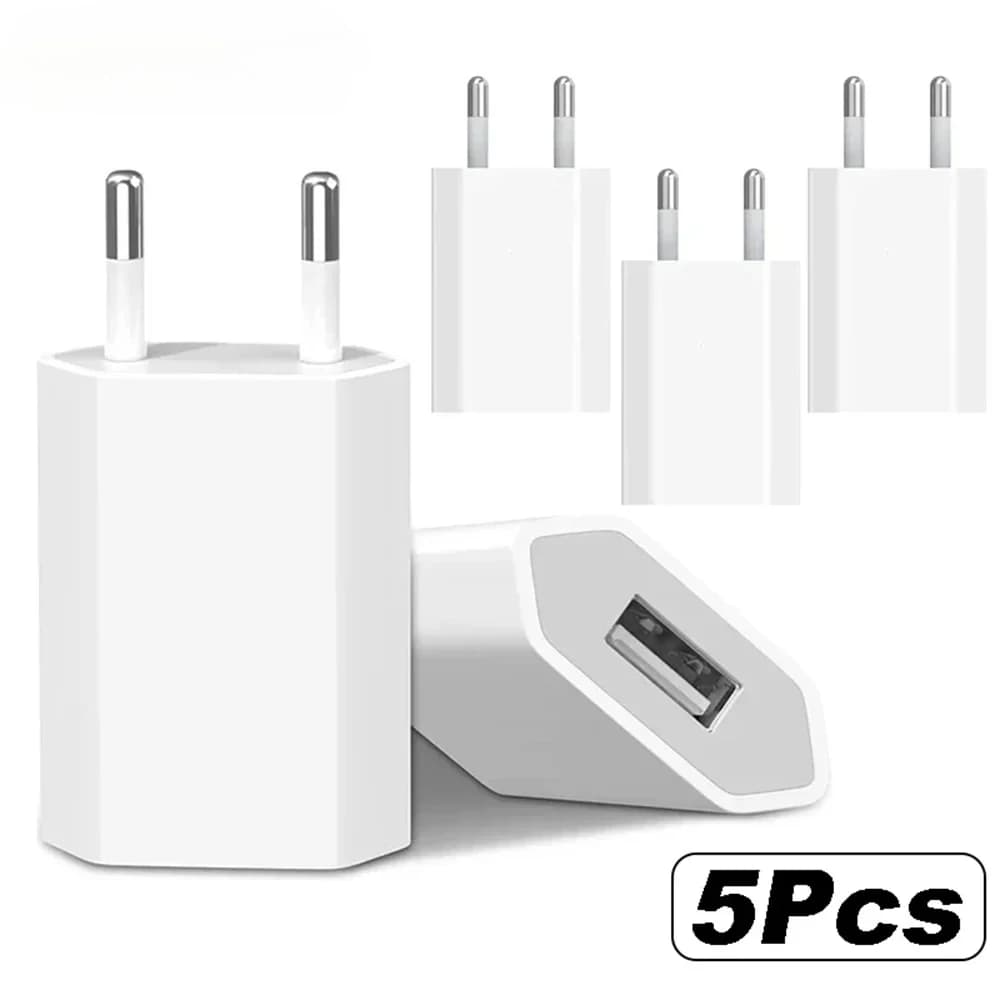 1-5Pcs Universal 5V EU Plug USB Home Travel Mobile Phone Charger For Samsung Xiaomi Redmi Huawei Charger Power Wall Adapter