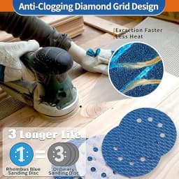 10 Pieces of 5-Inch 8-Hole Diamond-Shaped Sanding Discs with Adhesive Backing, Available in Grits 40/60/80/100/120/150/180/240/320, Suitable for Orbital and Random Orbital Sanders, Woodworking, Metalworking, Anti-Clogging Dust-Proof Sandpaper Discs