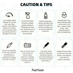 NotNoot Nail Drill Bits, 3/32'' Multi-function, Suitable for Manicure Pedicure Cuticle Gel Polishing, Right hand use only